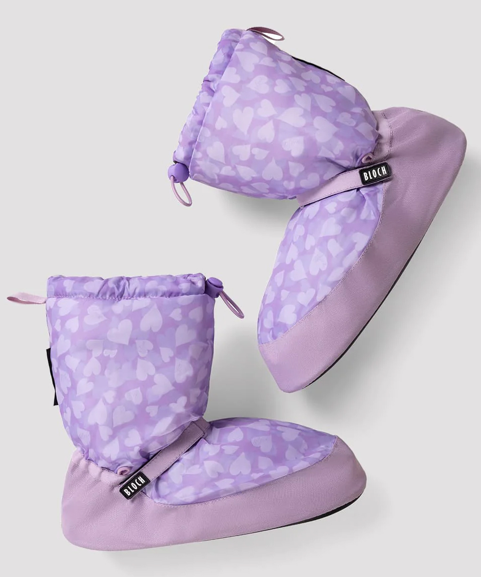 Kids Warm Up Booties Lilac Hearts L